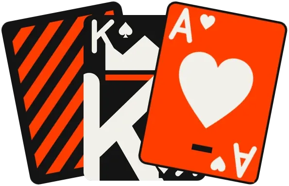 Three cards from the Monosolid deck: the back, the King of Spades, and the Ace of Hearts