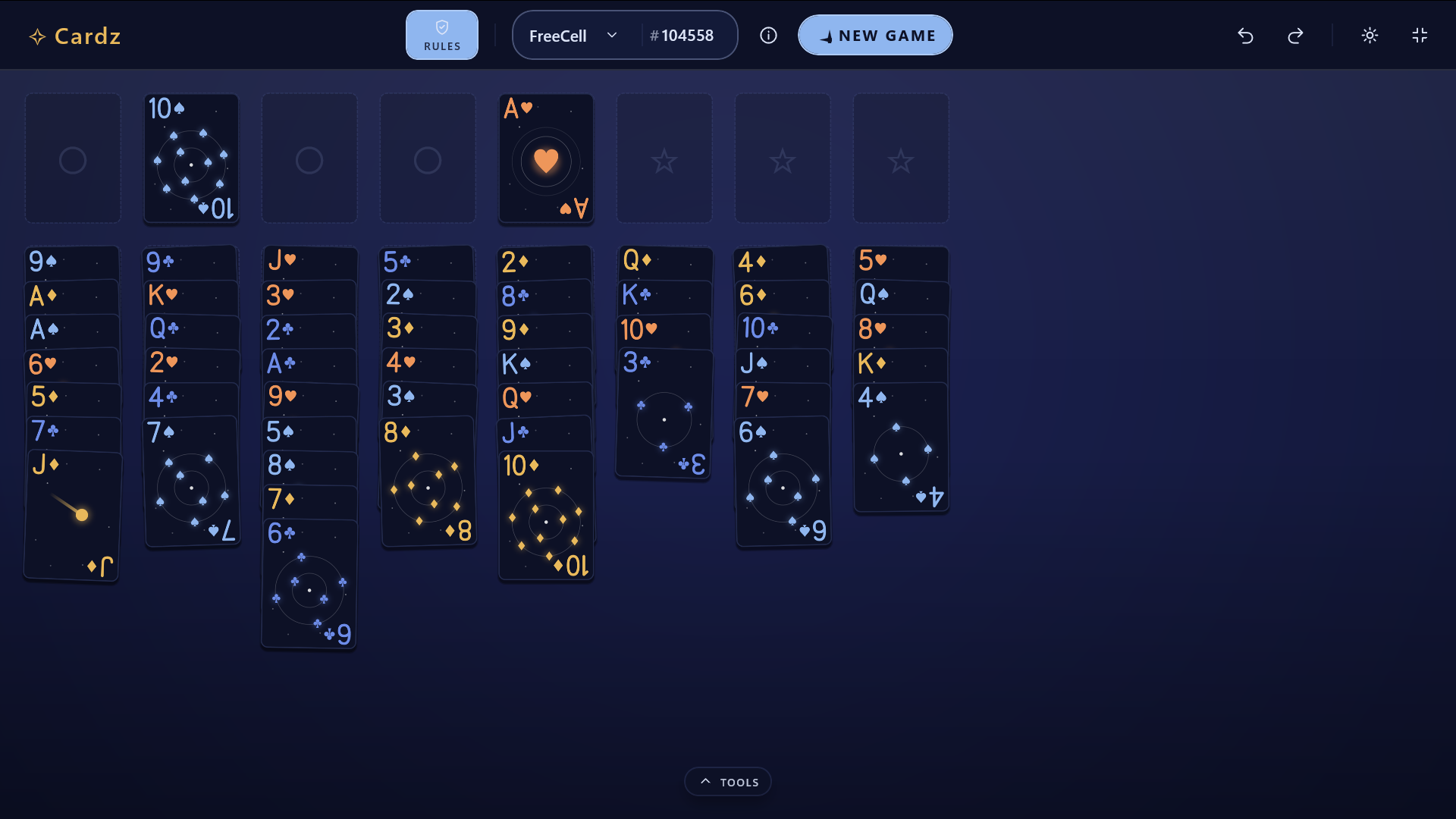 FreeCell with the Deepfield card deck